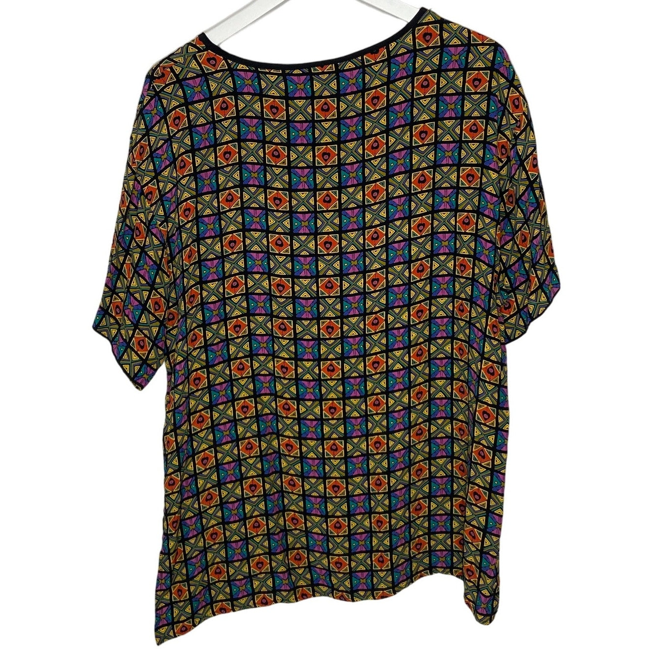 Vintage Funky Pattern Rayon Short Sleeve Shirt - Women's Size Large