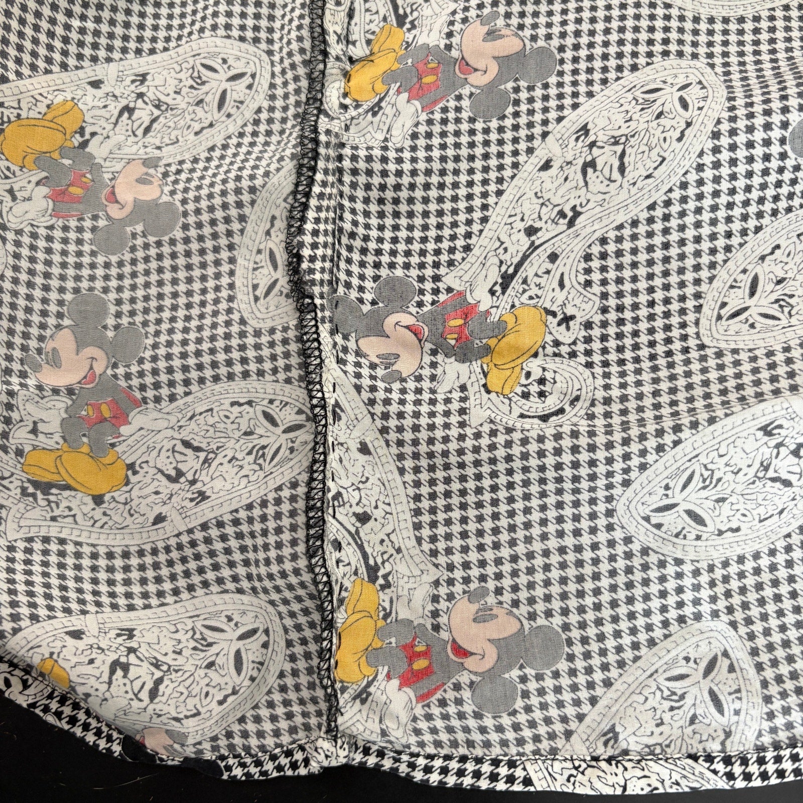 Vintage Mickey Mouse Silk Paisley Button Up Short Sleeve Shirt - Men's Size M