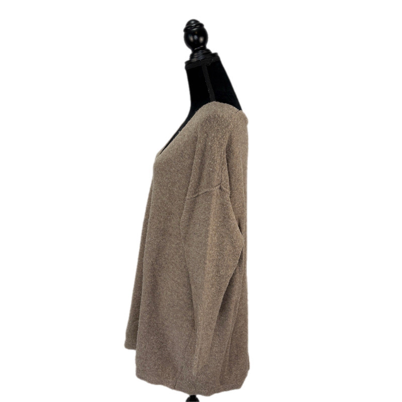 Free People Sandy Brown V Neck Oversized Sweater - Women's Size Large
