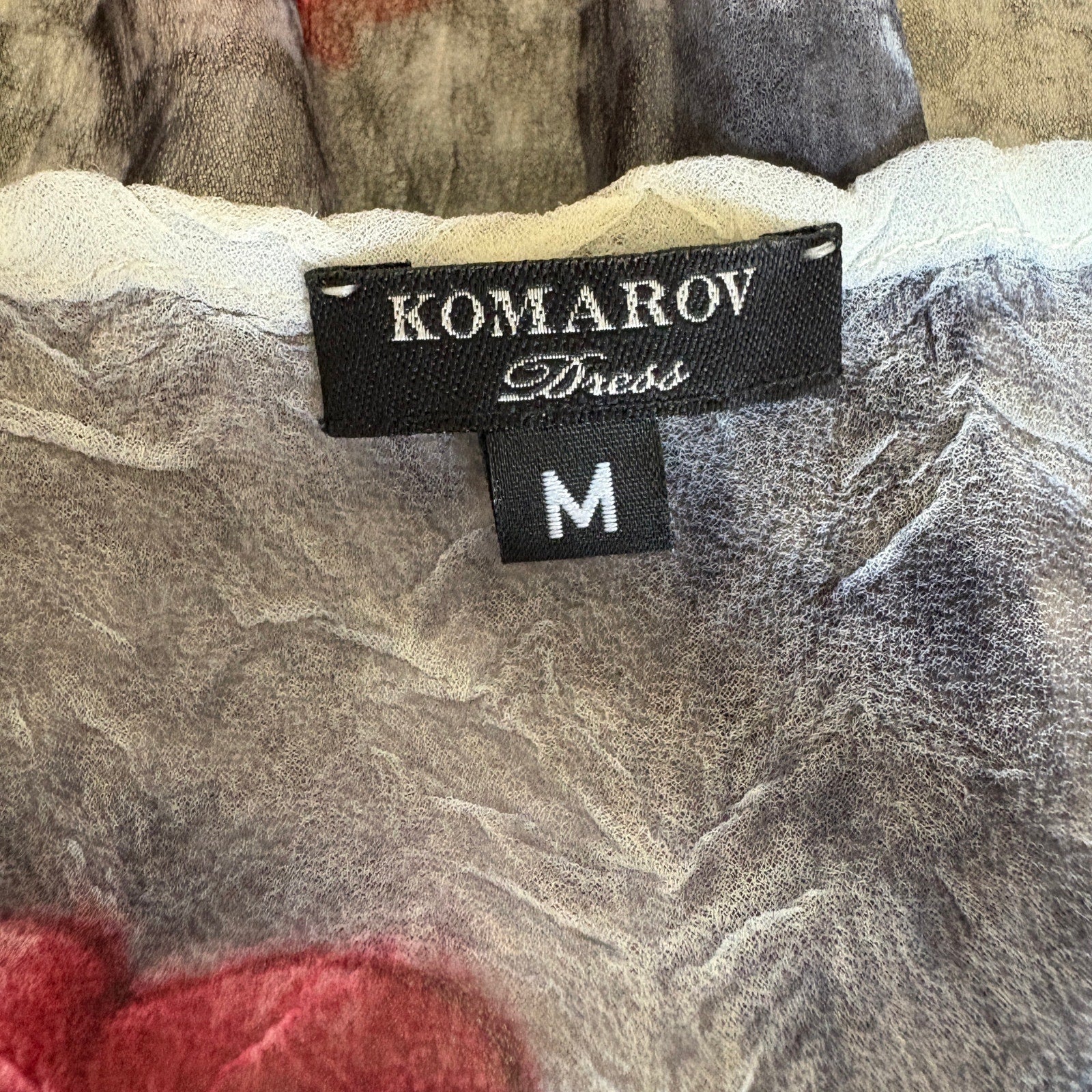 Metallic Rose Pattern Crinkle Fabric Midi Dress - Women's Size M