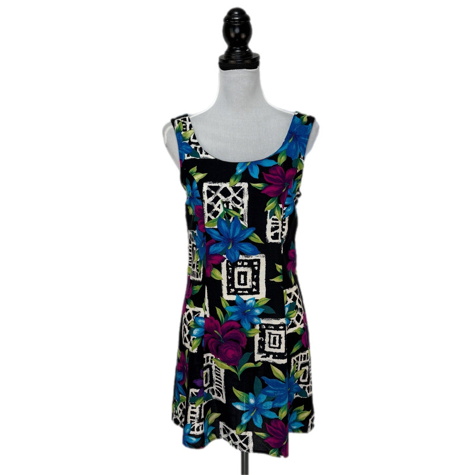 Vintage Floral Abstract Print Sundress - Women's Size 8
