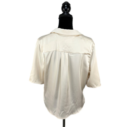 Gentle Fawn Satin Cream Crop Short Sleeve Top NWT - Women's Size L