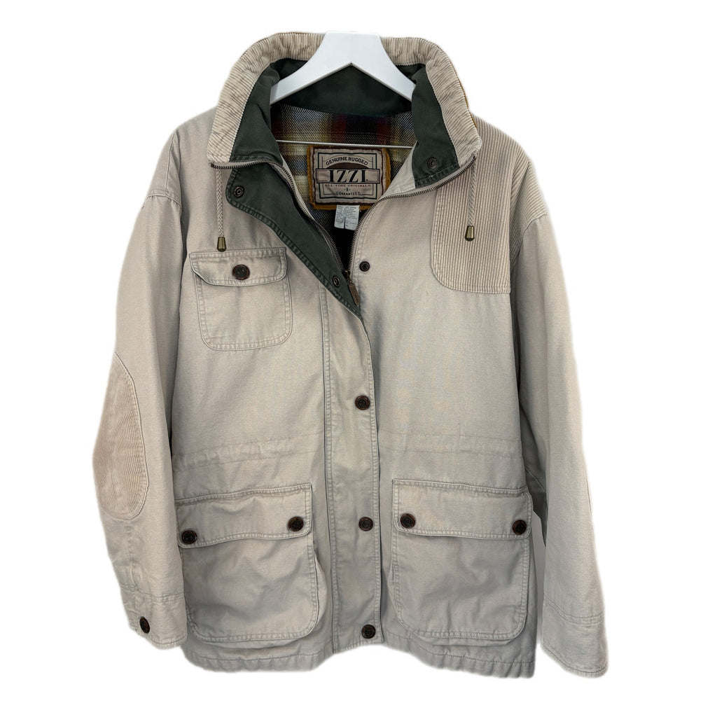 Khaki Flannel Lined Cinch Waist Jacket - Women's Size M