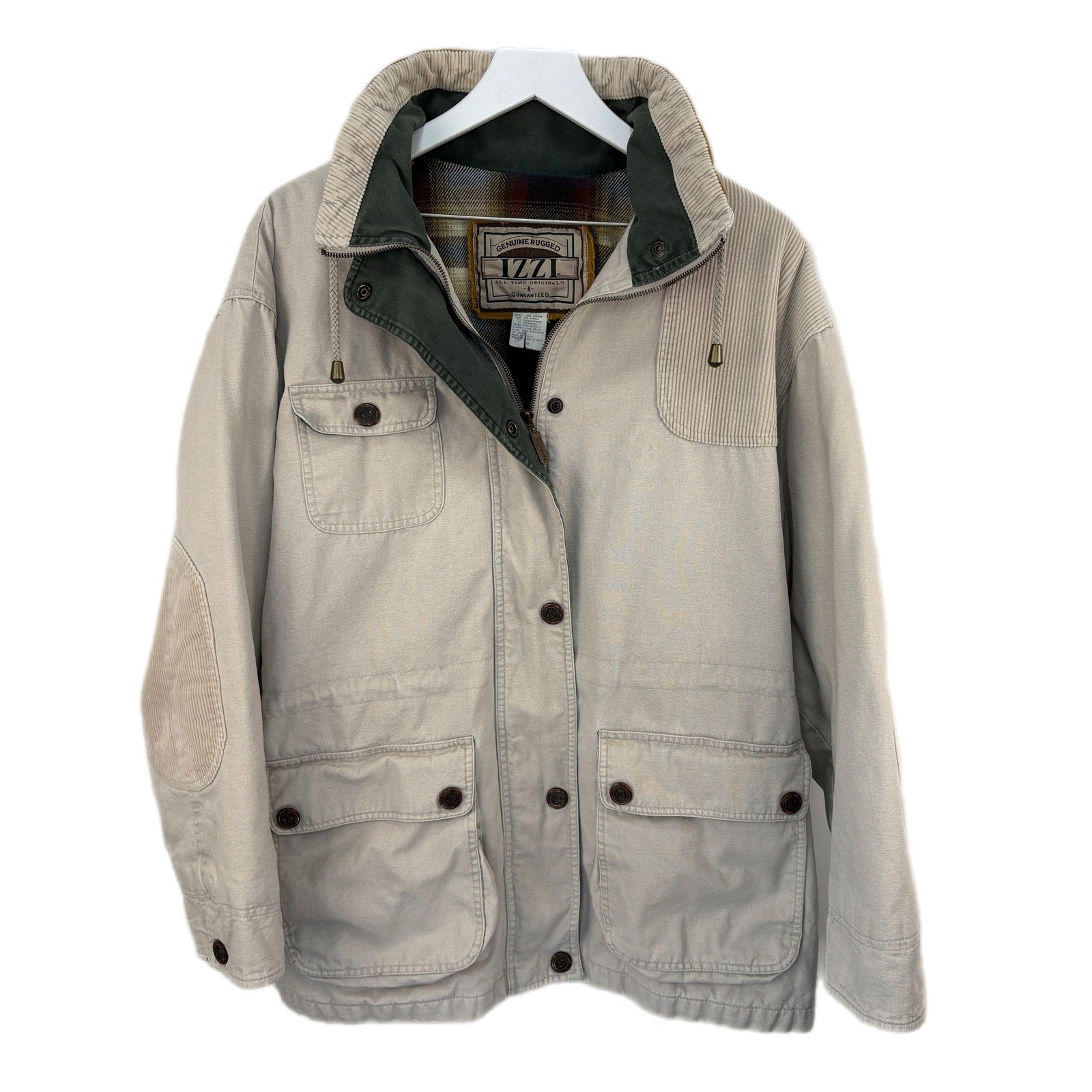 Khaki Flannel Lined Cinch Waist Jacket - Women's Size M