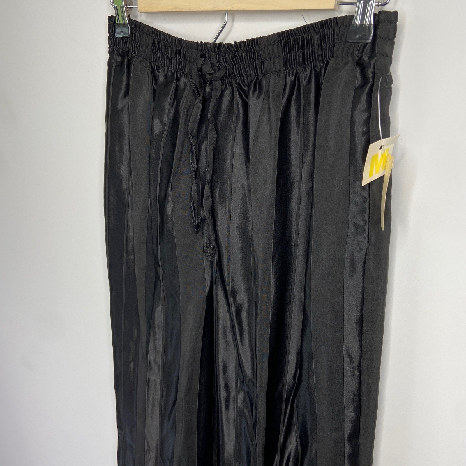 American Vintage Shiny Matte Stripe Black Stretch Waist Pants - Women's Size M