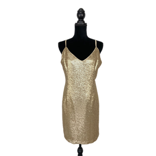 Abercrombie & Fitch Gold Sequin Cocktail Formal Slip Dress - Women's Size XLT