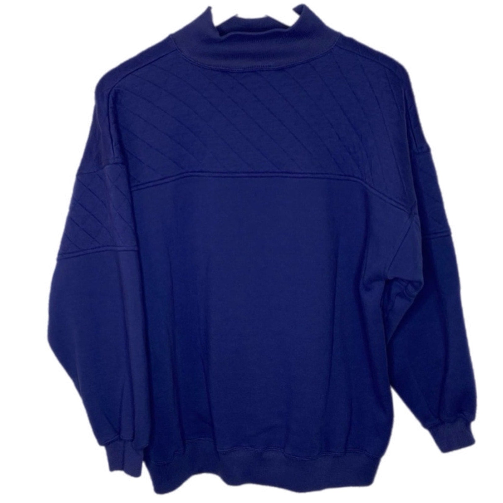 Vintage Quilted Pattern Mock Neck Sweatshirt - Women's Size Large