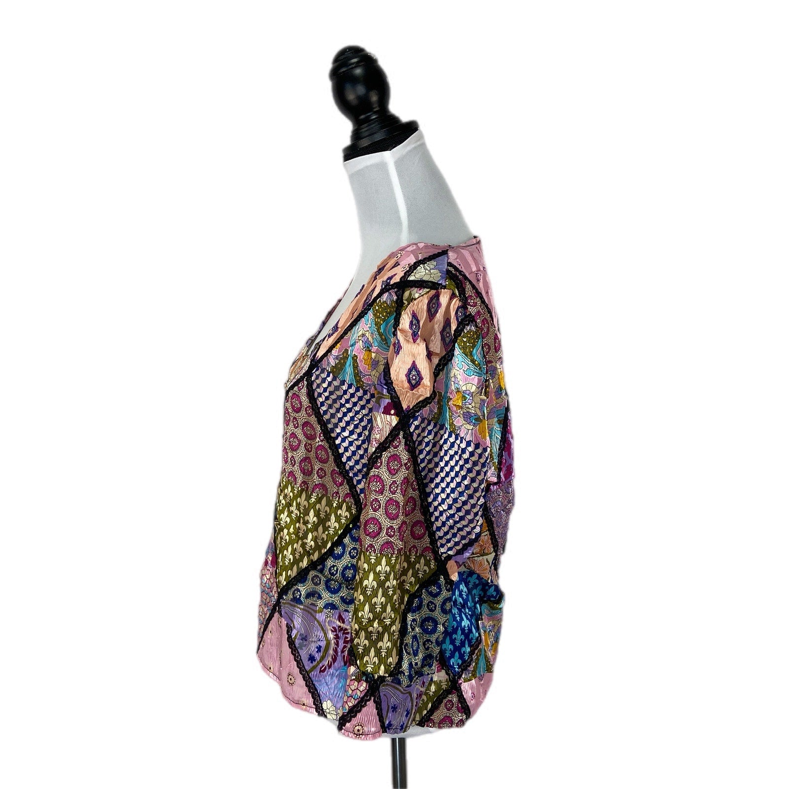 Alberto Makali Mixed Pattern Textured Sheer Top - Women's Size S