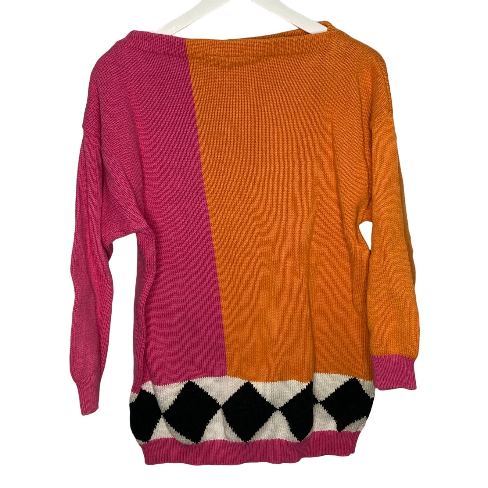 Vintage Colorblock Long Cotton Sweater - Women's Size M