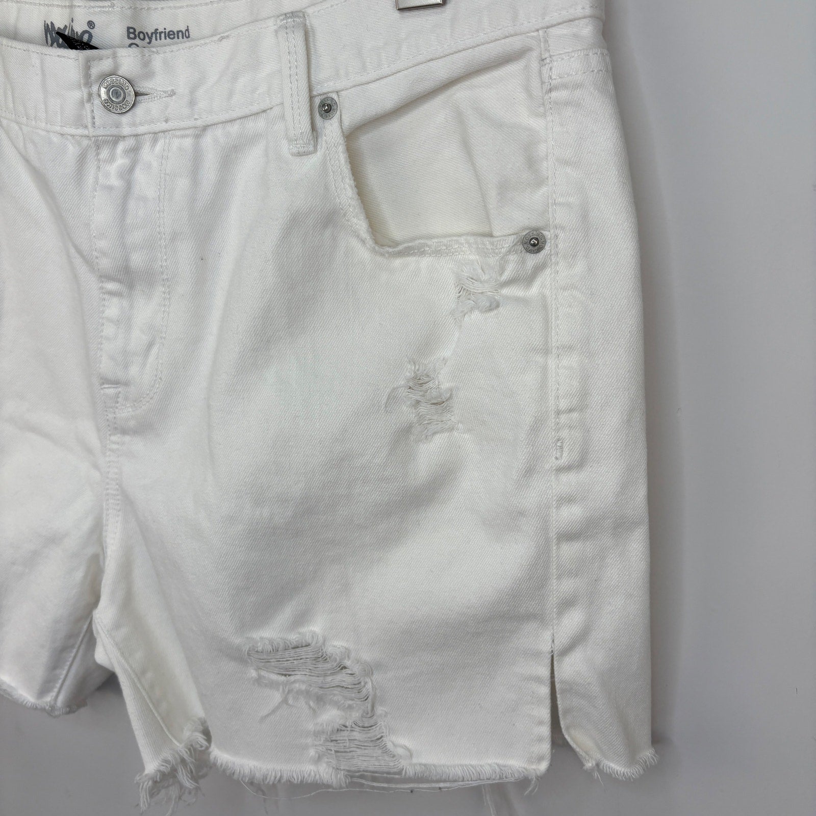 Mossimo White Distressed Boyfriend Shorts - Women's Size 14