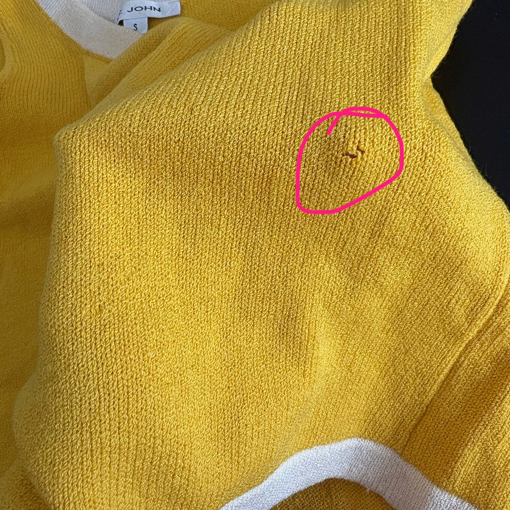 St. John Yellow White Trim Sleeveless Knit Tank - Women's Size Small