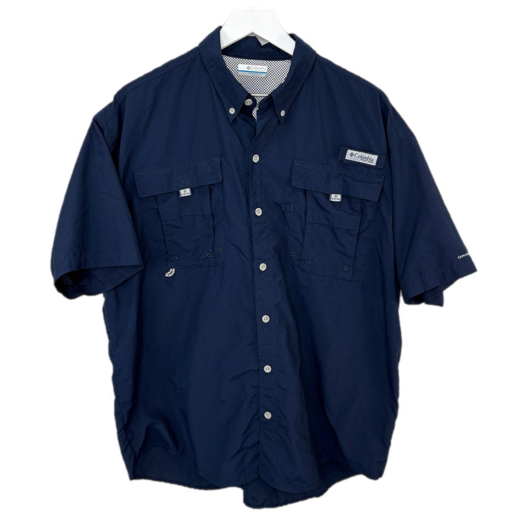 Columbia PFG Blue Tactel Nylon Short Sleeve Shirt - Men's Size L