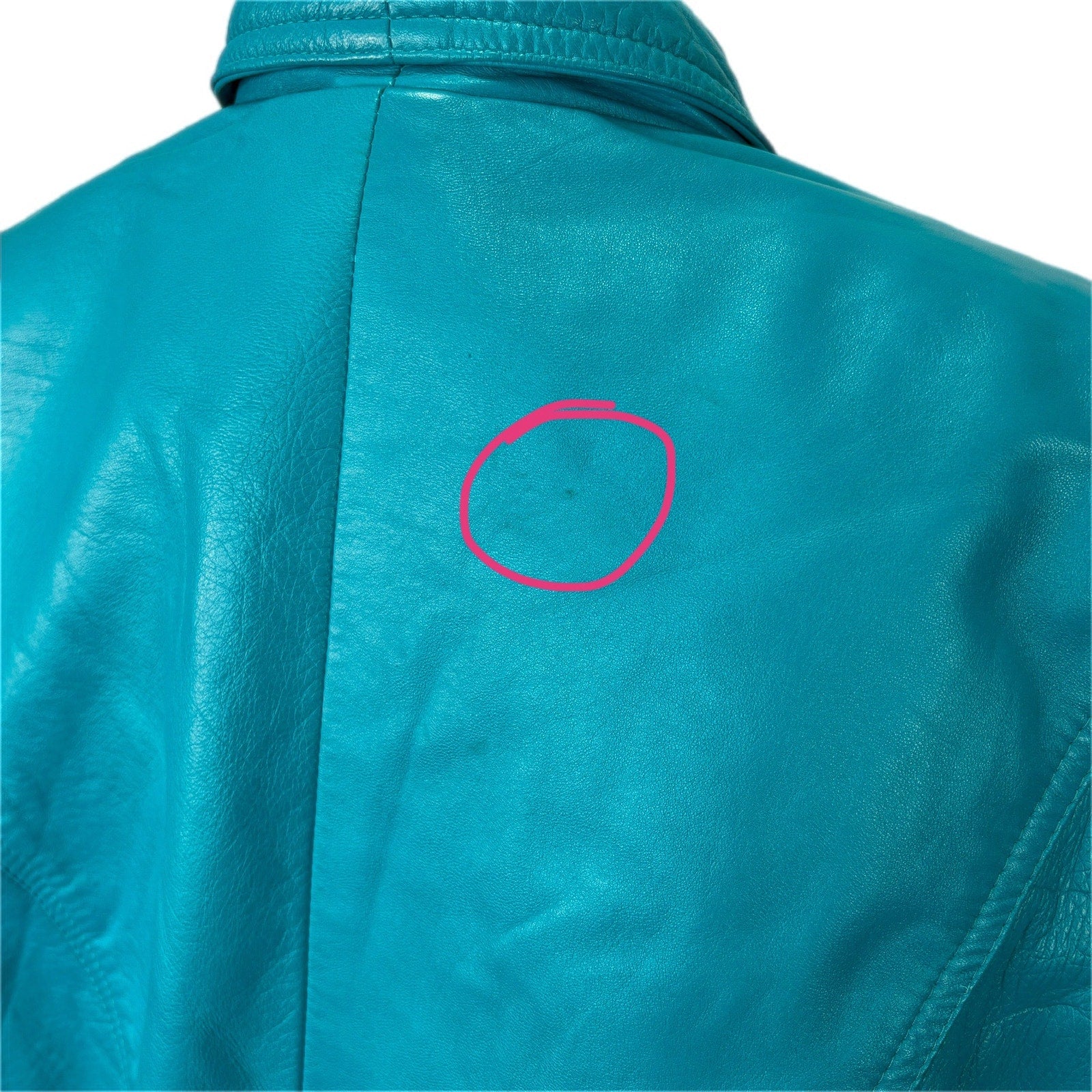 Vintage Teal Leather Crop Jacket - Women's Size M