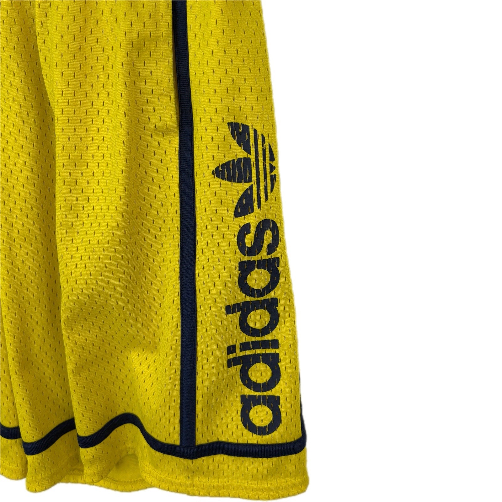 Adidas Yellow Blue Stripe Jersey Lined Basketball Shorts - Men's Size L
