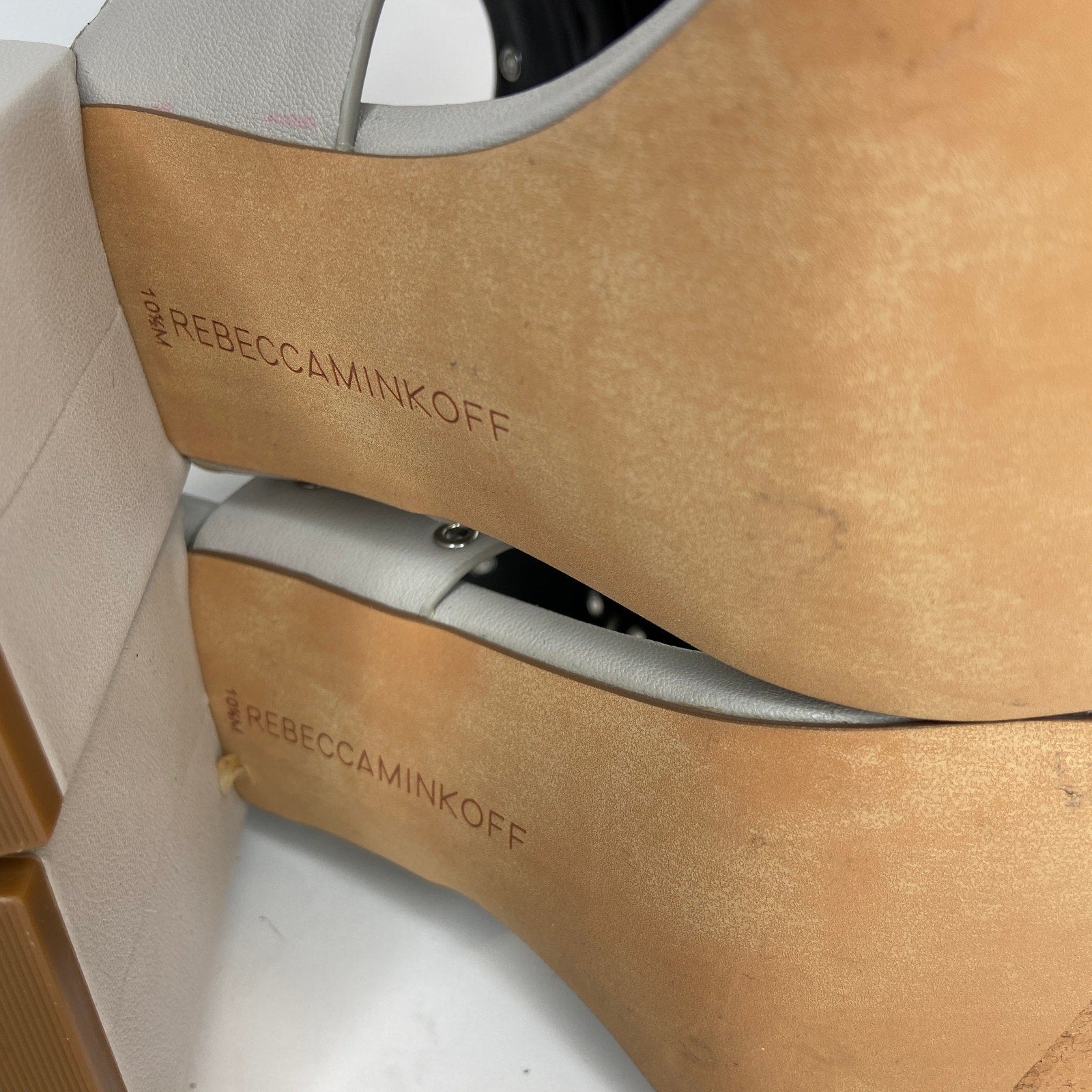 Rebecca Minkoff Carter Grommet Ankle Strap Chunky Heel Sandals - Women's 10.5