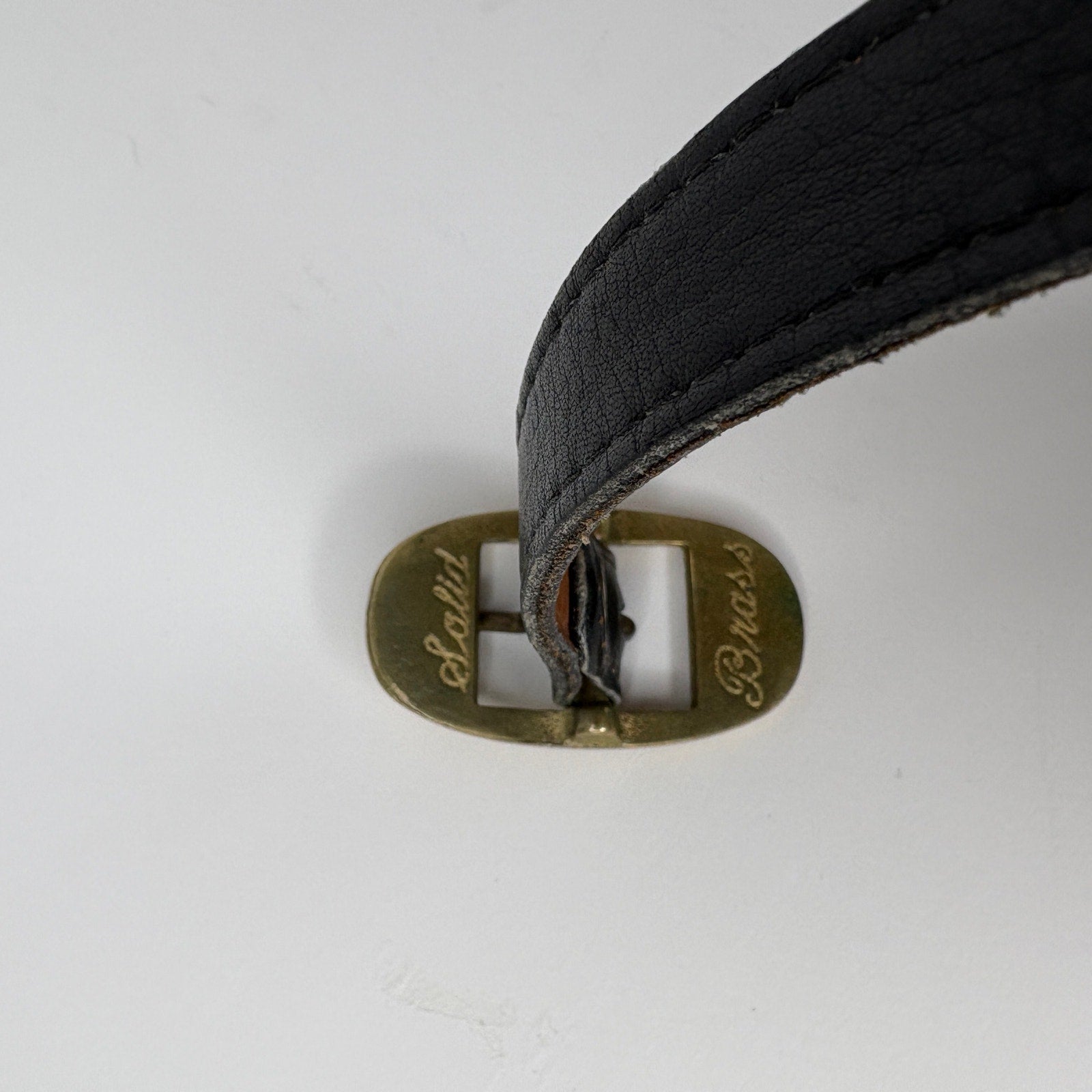 Vintage Rauf Co. Solid Brass Belt Buckle Leather Belt - Women's M