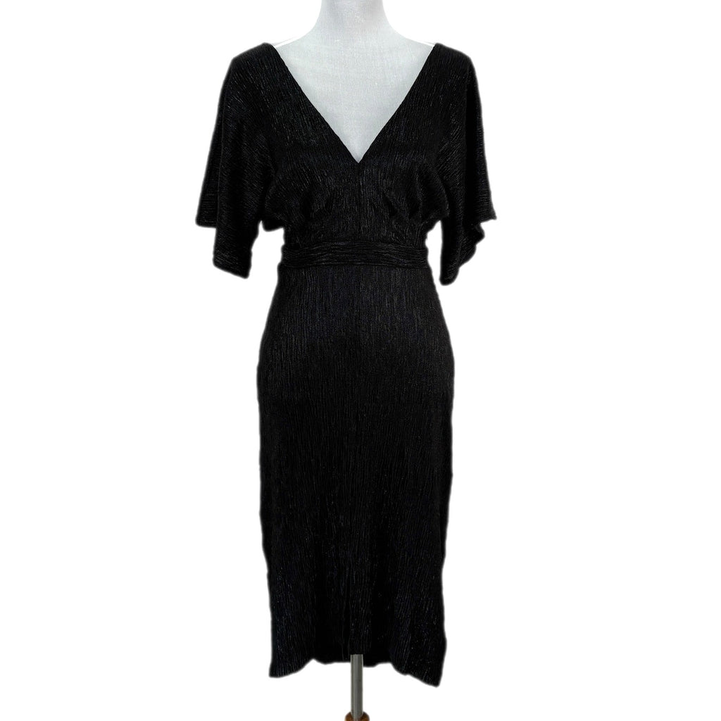 ASTR the Label Metallic Black V Neck Dress - Women's Size M