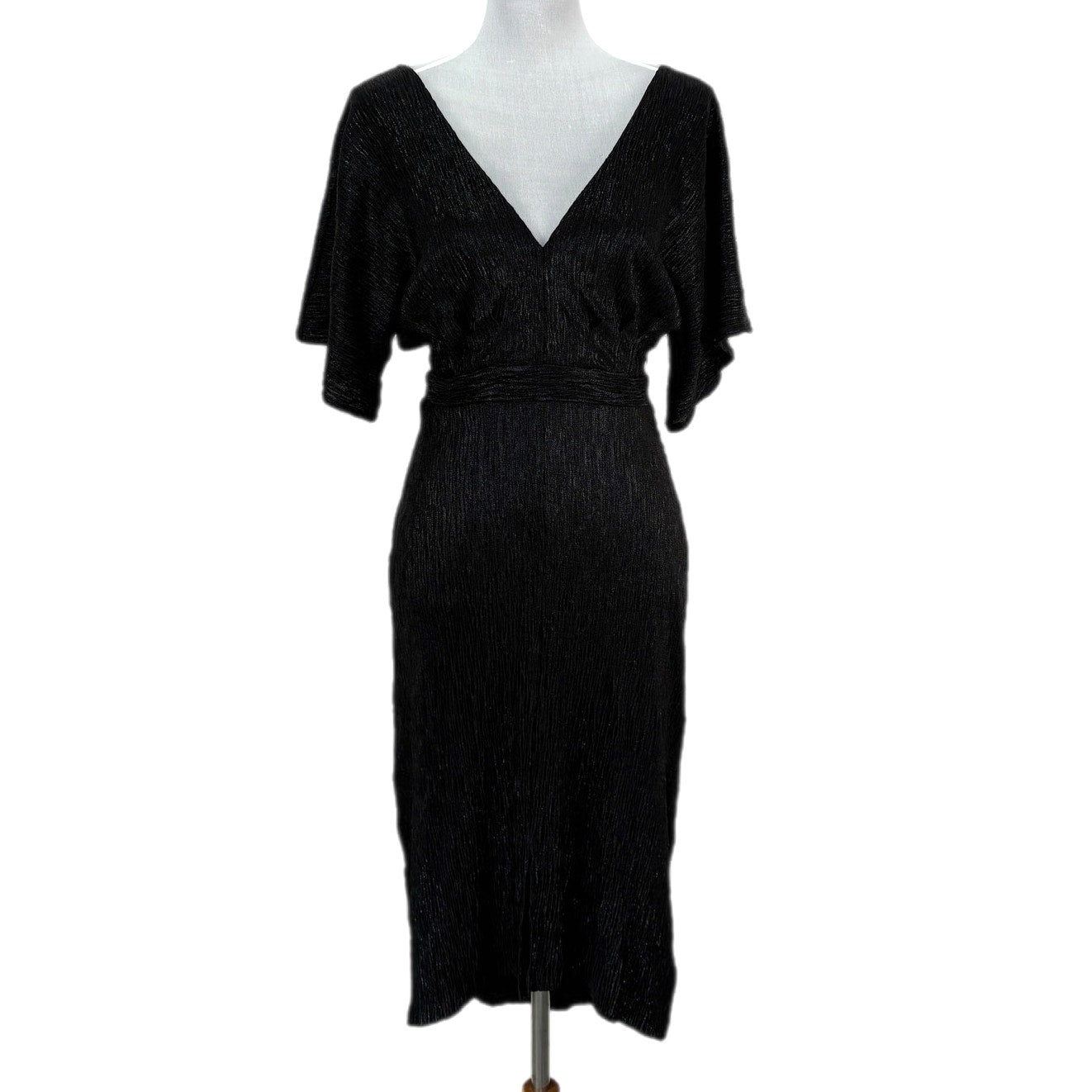 ASTR the Label Metallic Black V Neck Dress - Women's Size M