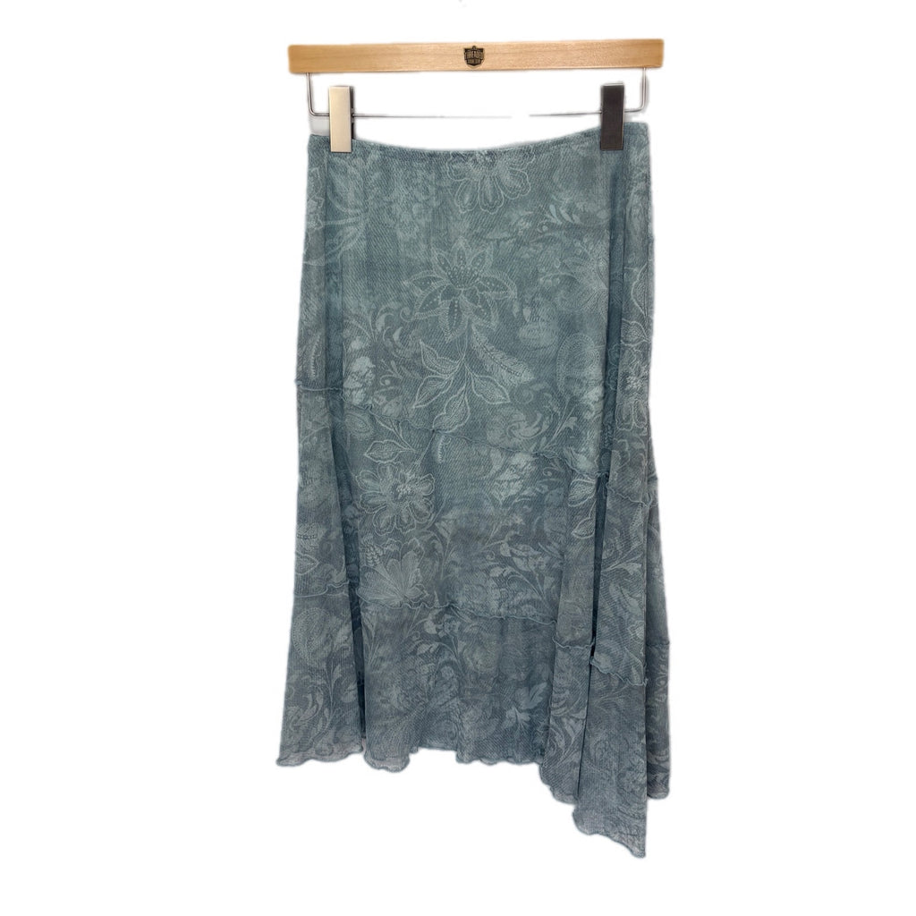 See You Monday Sheer Sea Green Floral Skirt - Women's Size M