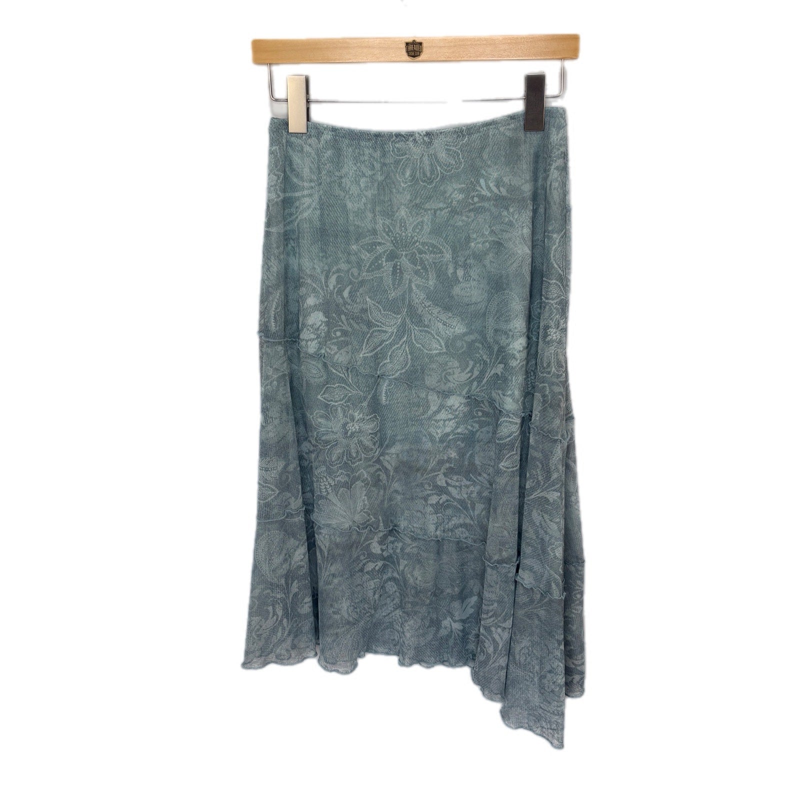 See You Monday Sheer Sea Green Floral Skirt - Women's Size M