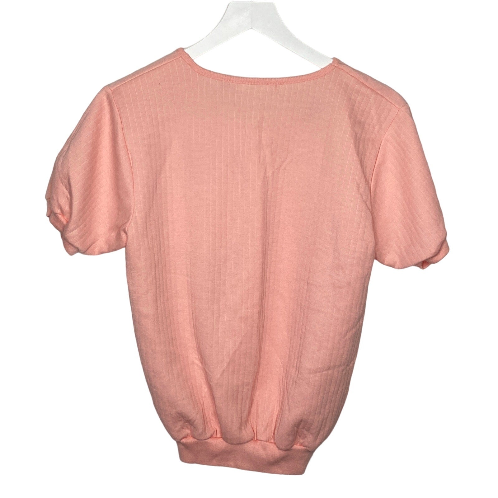 Vintage Pink Quilted Short Sleeve Pullover Shirt - Women's Size XL