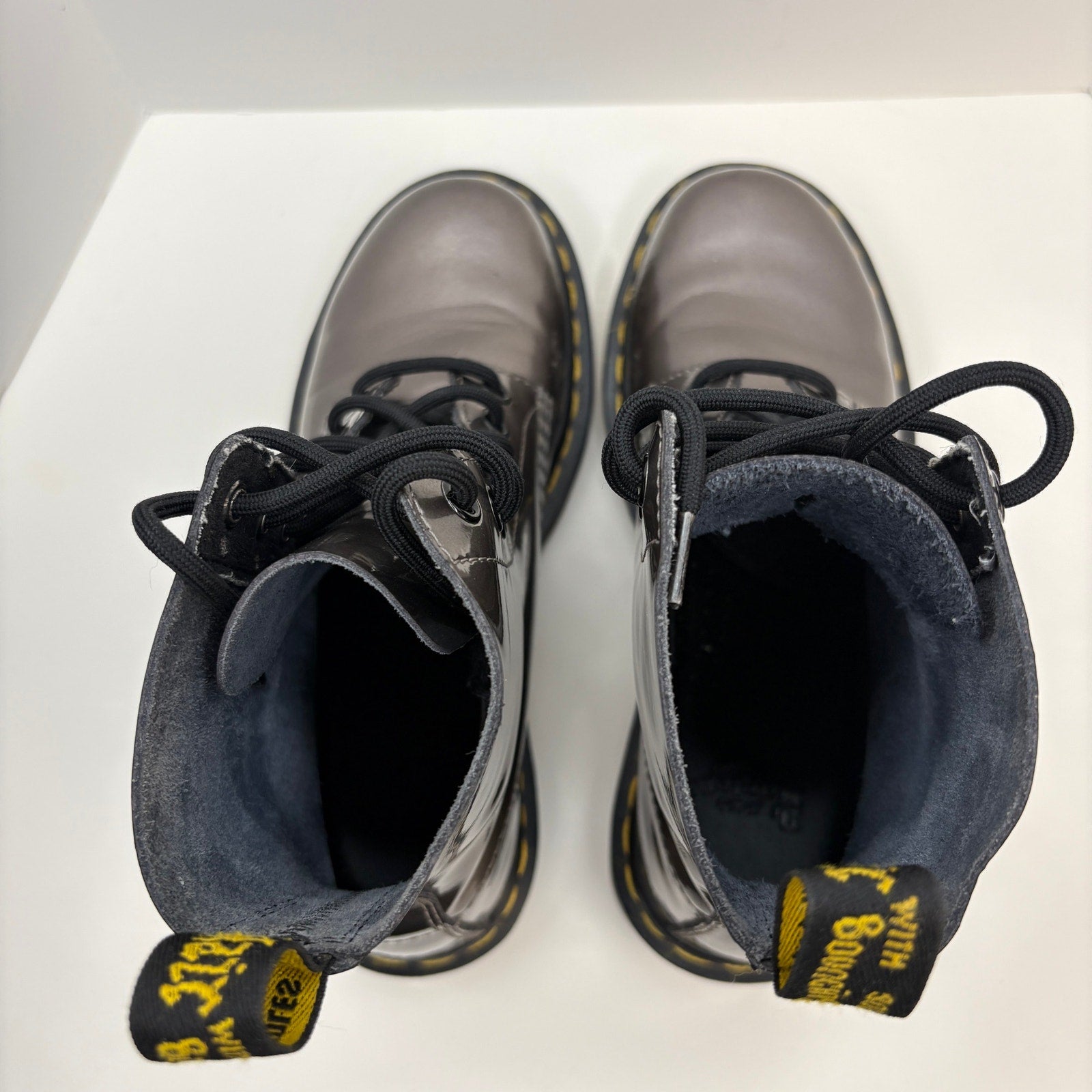 Dr Martens Pascal Pewter Lace Up Boots - Women's Size 6