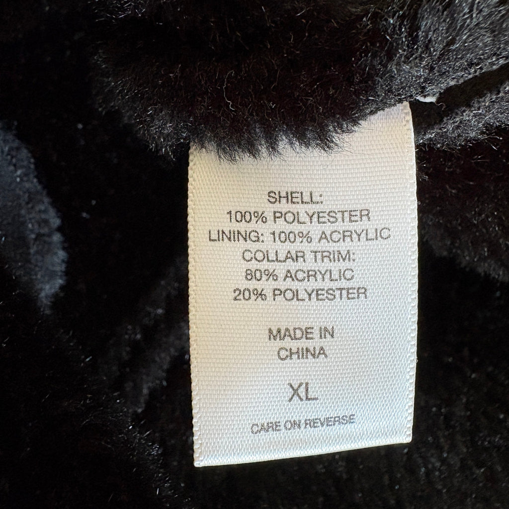 Y2K Faux Suede Faux Fur Collar Black Jacket - Women's Size XL