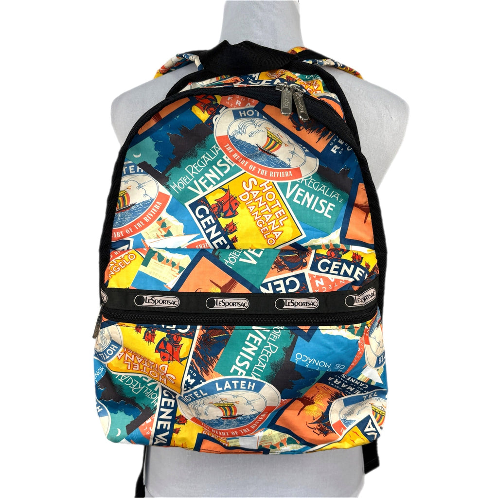 LeSportsac Rare Travel Hotel Postcards Backpack