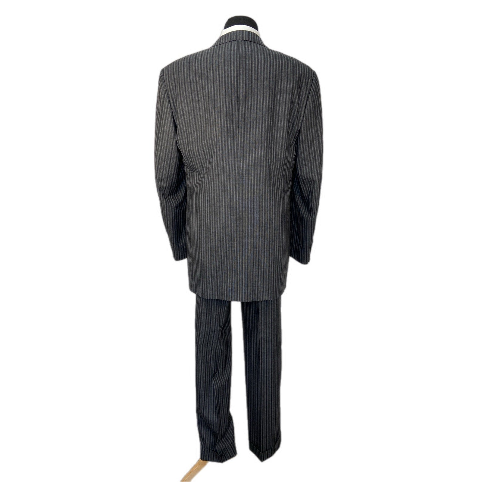 Carl Sterr Wool Gray Stripe Notch Lapel Three Button Suit - Men's Size 43XL