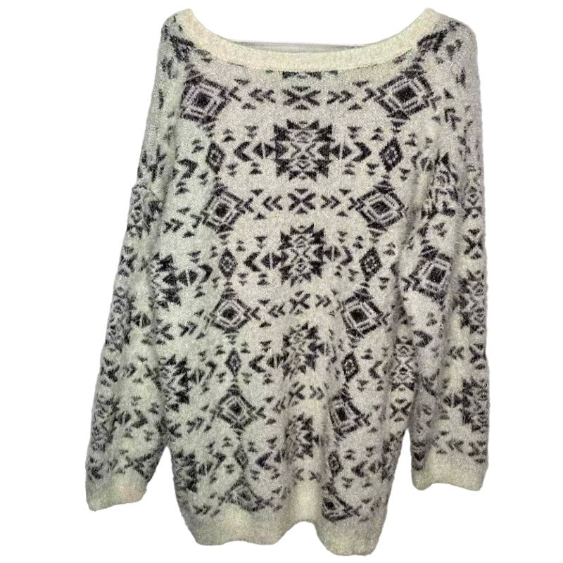 Massini Patterned Eyelash Sweater - Women's Plus Size 1X