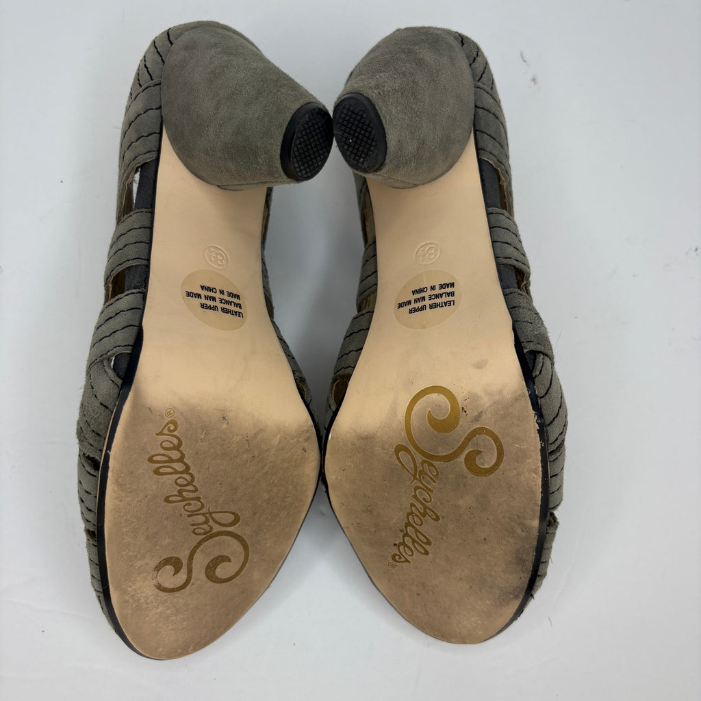 Seychelles Gray 1920's Pin-Up Style Leather Suede Pumps - Women's Size 8.5
