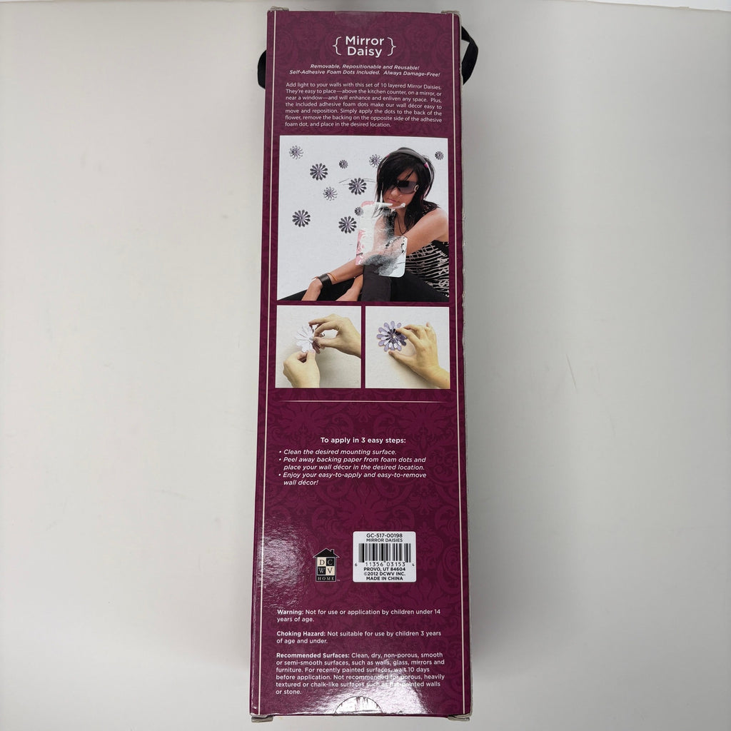Mirror Purple Daisy Wall Decor - 10 pieces NIB