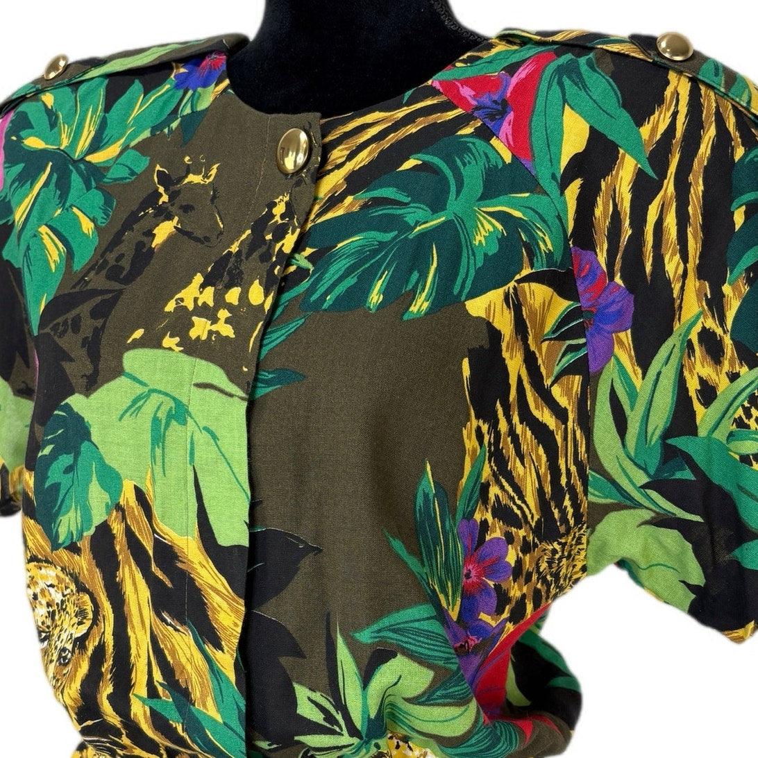 Vintage Jungle Print Romper Made in USA - Women's Size 12