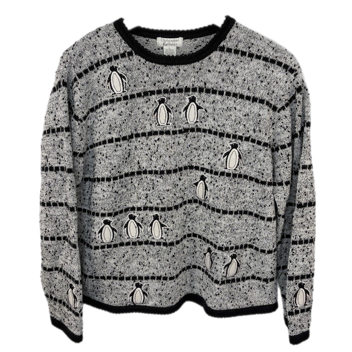 Y2K Cute Penguins Marle Crewneck Sweater - Women's Size L