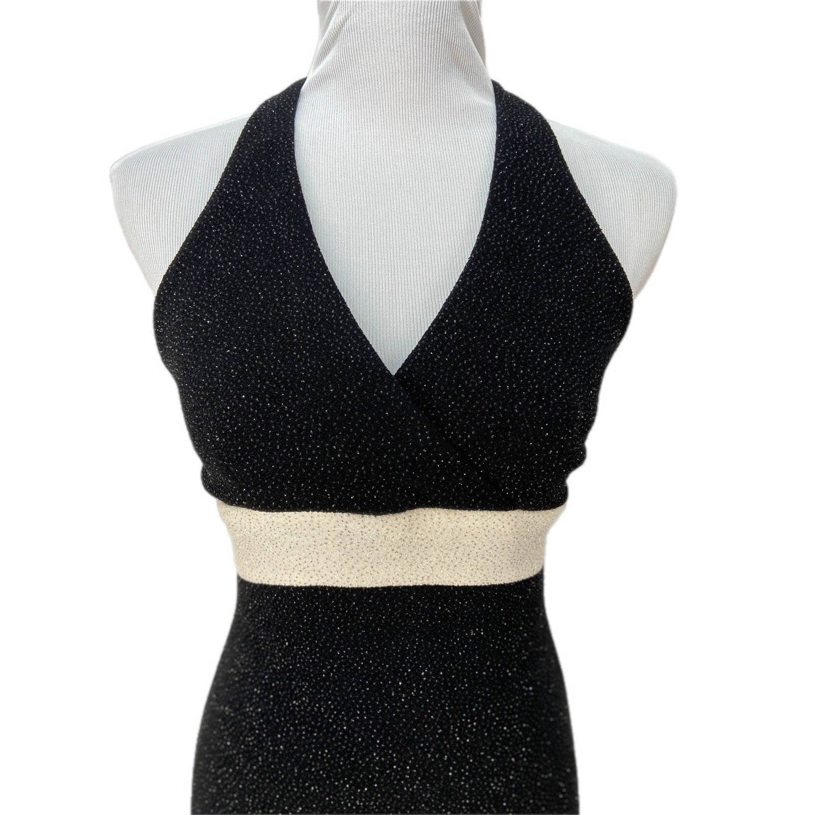 American Vintage Sparkly Jeweled Halter Maxi Formal Dress - Women's Size 7