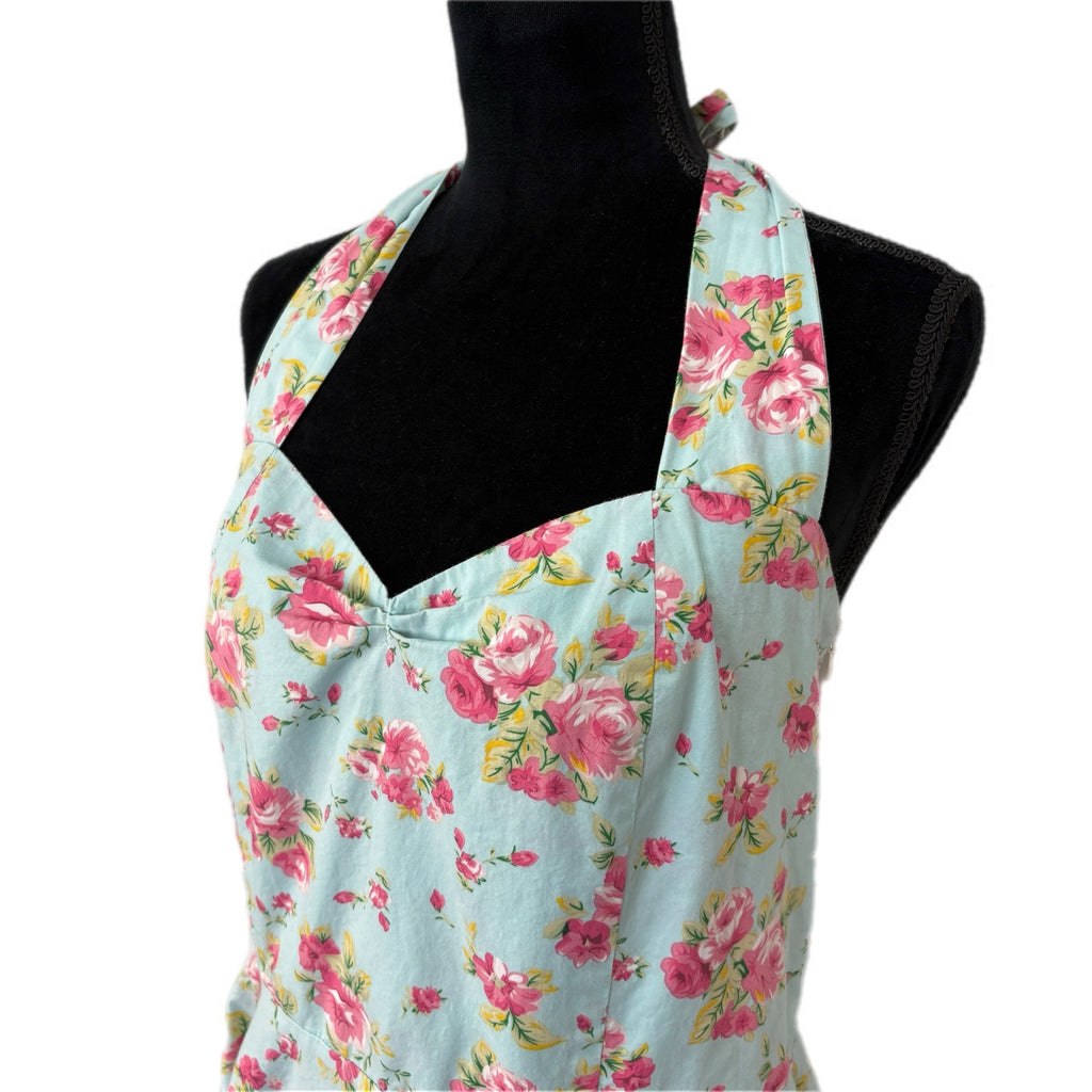 Fifties Chic Floral Halter Pin Up Dress - Women's Size XXL