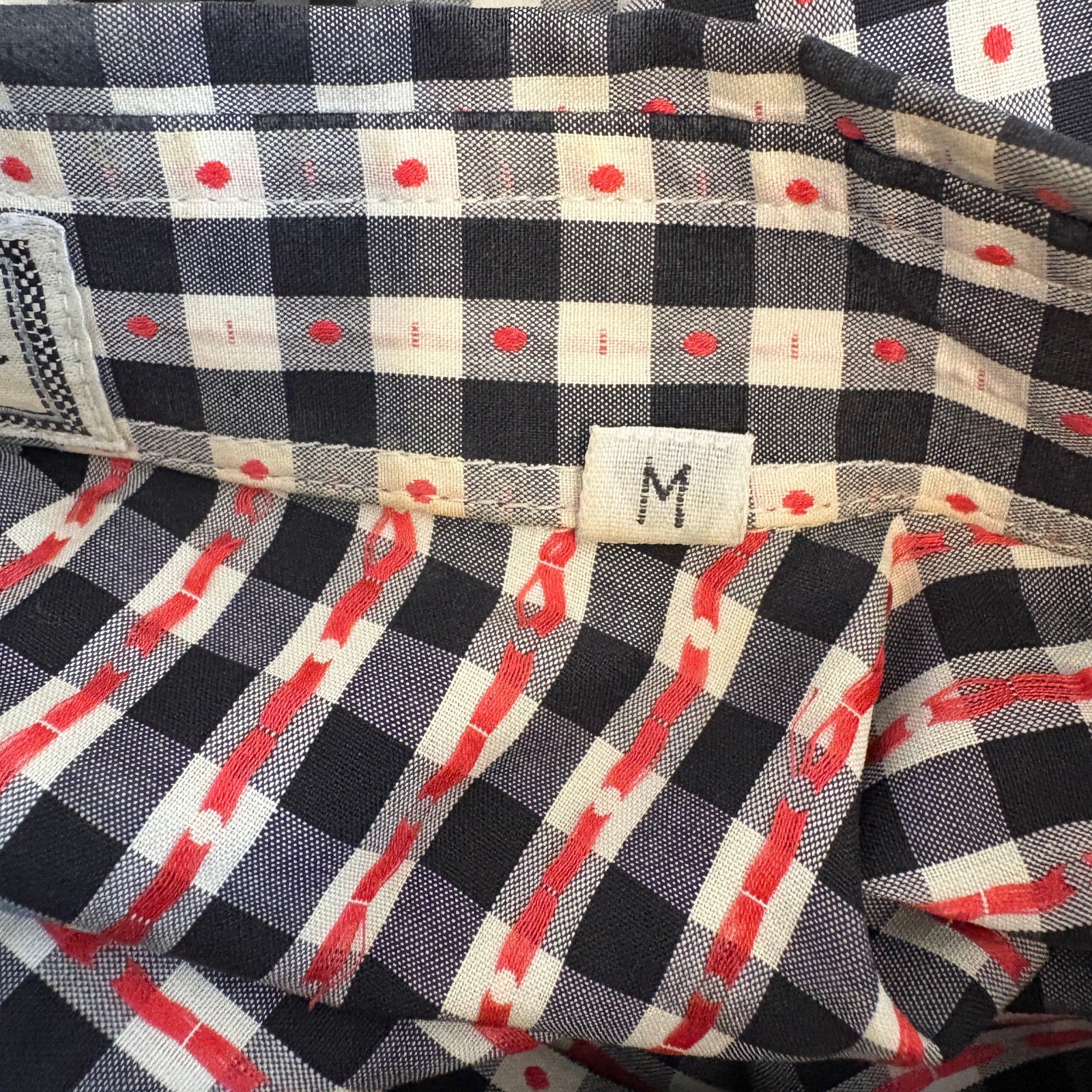 Vintage 80's Rare Gianni Versace Checkered Plaid Button Front Shirt - Men's M