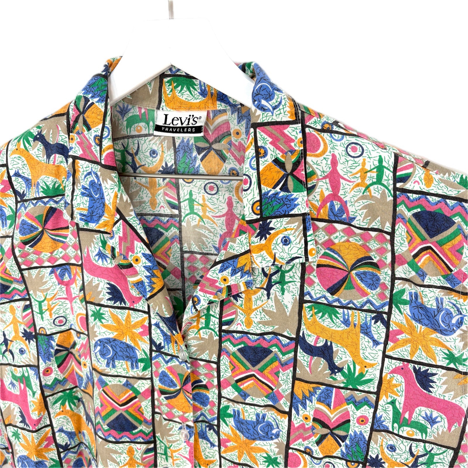 Vintage Levi's Abstract Animal Print Short Sleeve Shirt - Women's XXL