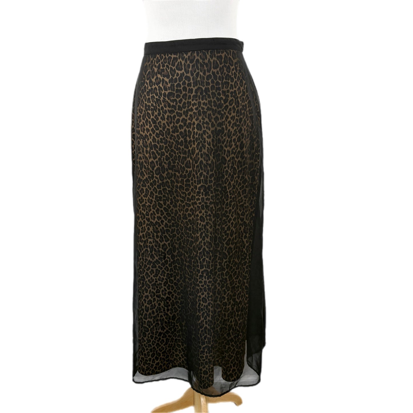 American Vintage Leopard Print Sheer Black Long Skirt - Women's Size 9