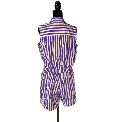 Vintage Purple Striped Sleeveless Romper - Women's XL