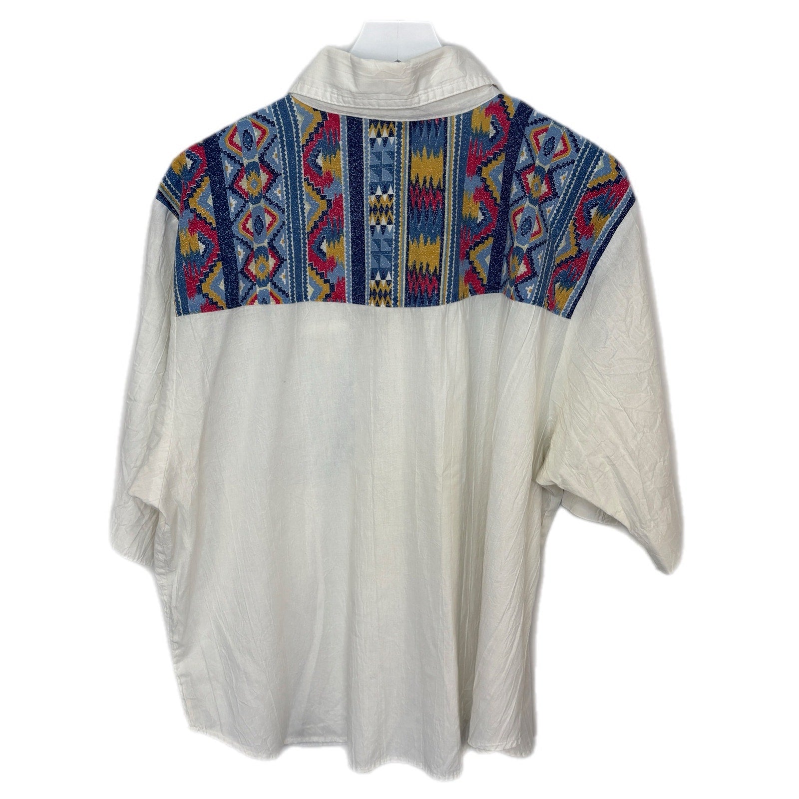 Vintage Southwest Pattern Short Sleeve Button Front Shirt - Women's Size XXL
