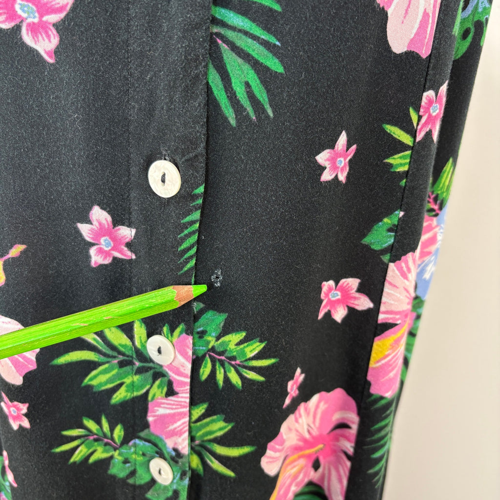 Y2K Button Front Floral Long Sleeveless Dress - Women's Size L