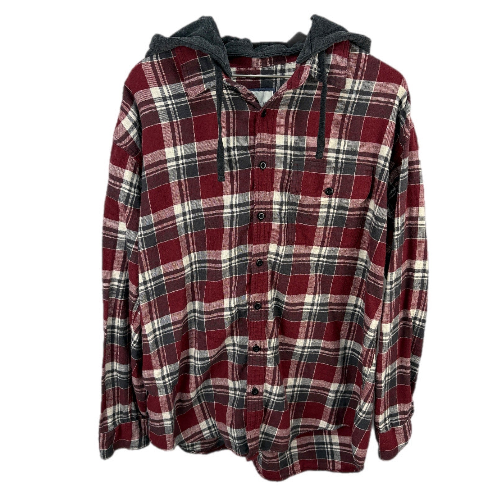 American Eagle Plaid Flannel Removable Hood - Men's Size XL Tall