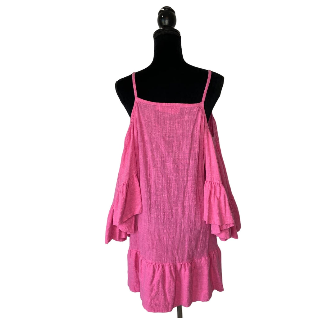 Macbeth Collection Margaret Josephs Pink Oversized Off Shoulder Tunic Shirt - M