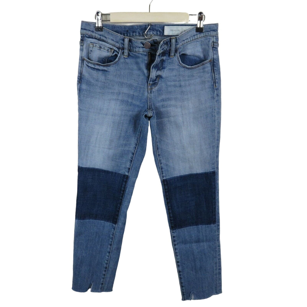 Treasure & Bond Raw Hem Mid Rise Skinny Boyfriend Distressed Jeans - Women's 27