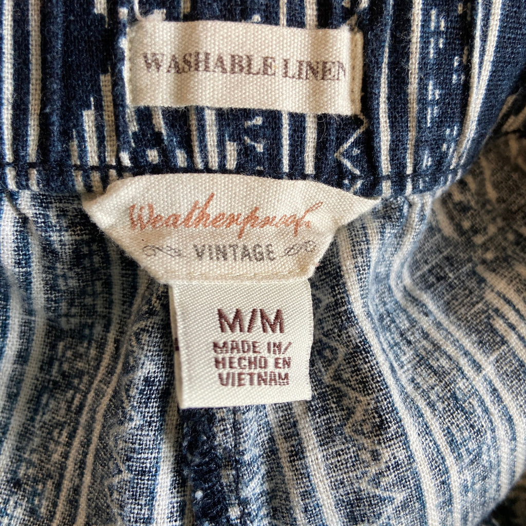 Weatherproof Washable Linen Patterned Stretch Waist Shorts - Women's Size M