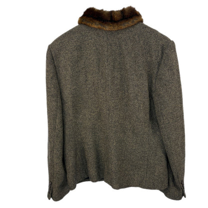 Ralph Lauren Lambs Wool Faux Fur Collar Jacket - Women's Size 14
