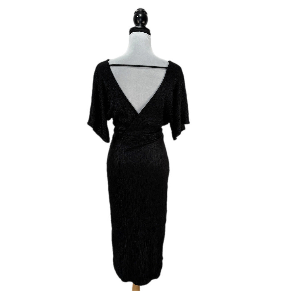 ASTR the Label Metallic Black V Neck Dress - Women's Size M