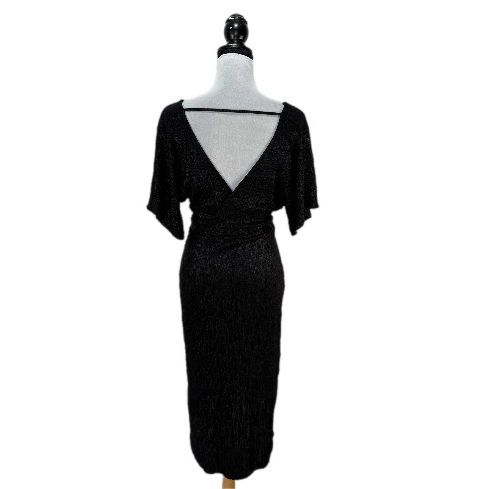 ASTR the Label Metallic Black V Neck Dress - Women's Size M