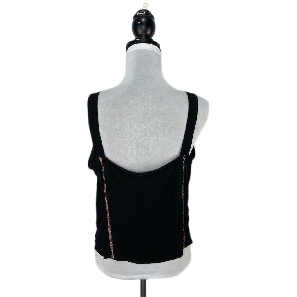 Tommy n Loulou Black Floral Crop Tank Top - Women's Size M